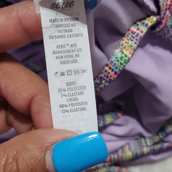 Aerie Purple Multicolored Strapy Back Swimsuit - Picture 3 of 6